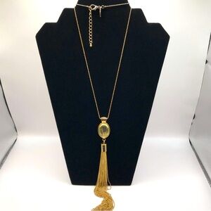 Elegant Gold-Tone Tassel Pendant Necklace